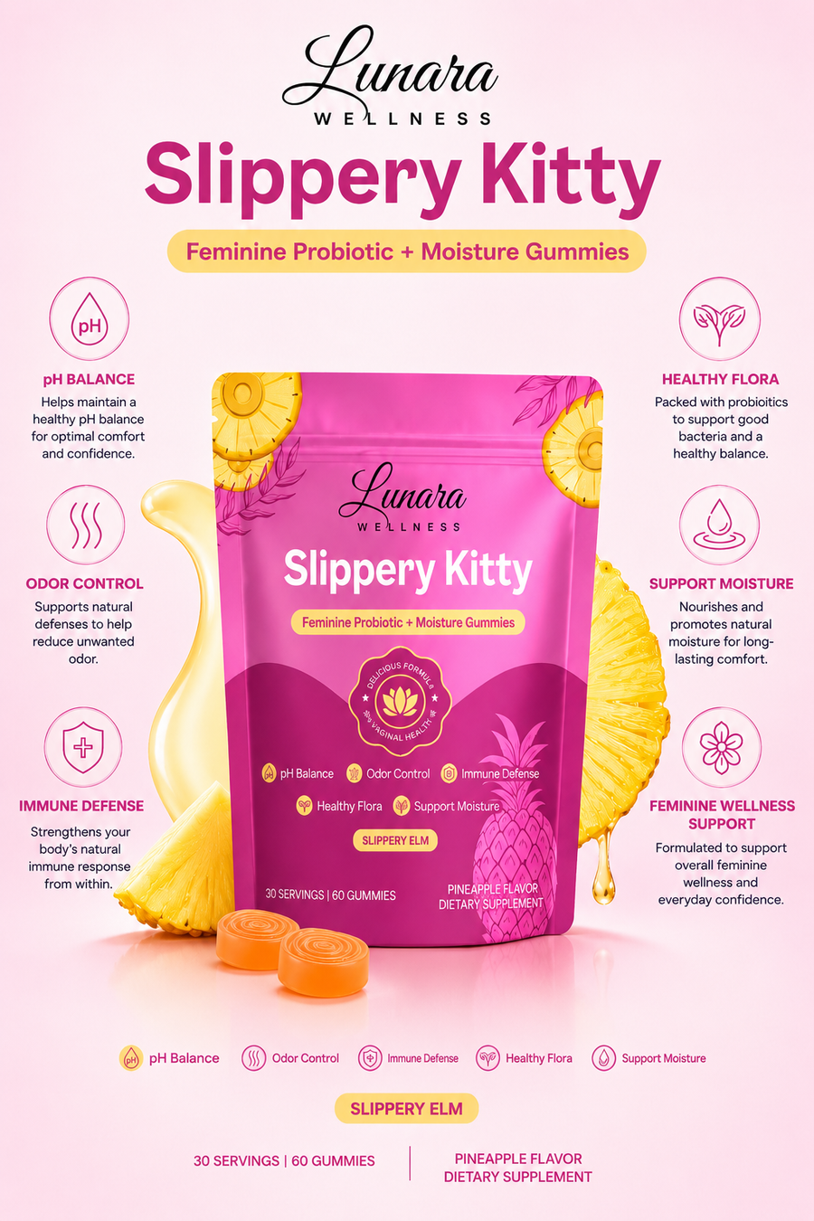 Slippery Kitty™ — Feminine Probiotic + Moisture Gummies